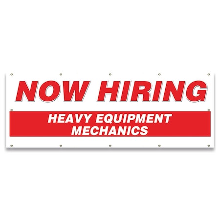 Now Hiring Heavy Equipment Mechanics Banner Apply Inside Accepting Application Single Sided